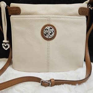 Brighton Ferrara Leather Organizer Crossbody Bag - Cream/Brown "Forever Fave"